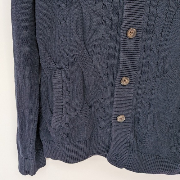 Banana Republic $128 Medium Navy Blue Cable Knit Shawl Collar Cardigan Sweater - Picture 5 of 12